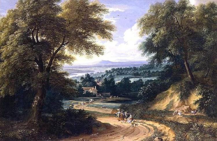 Adriaen Frans Boudewijns Landscape with Travellers oil painting image